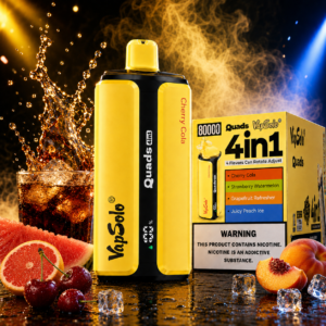 VapSolo Quads 4in1 Cherry Cola Yellow 80000 Puff eldobható vape – 4 váltogatható íz egy készülékben